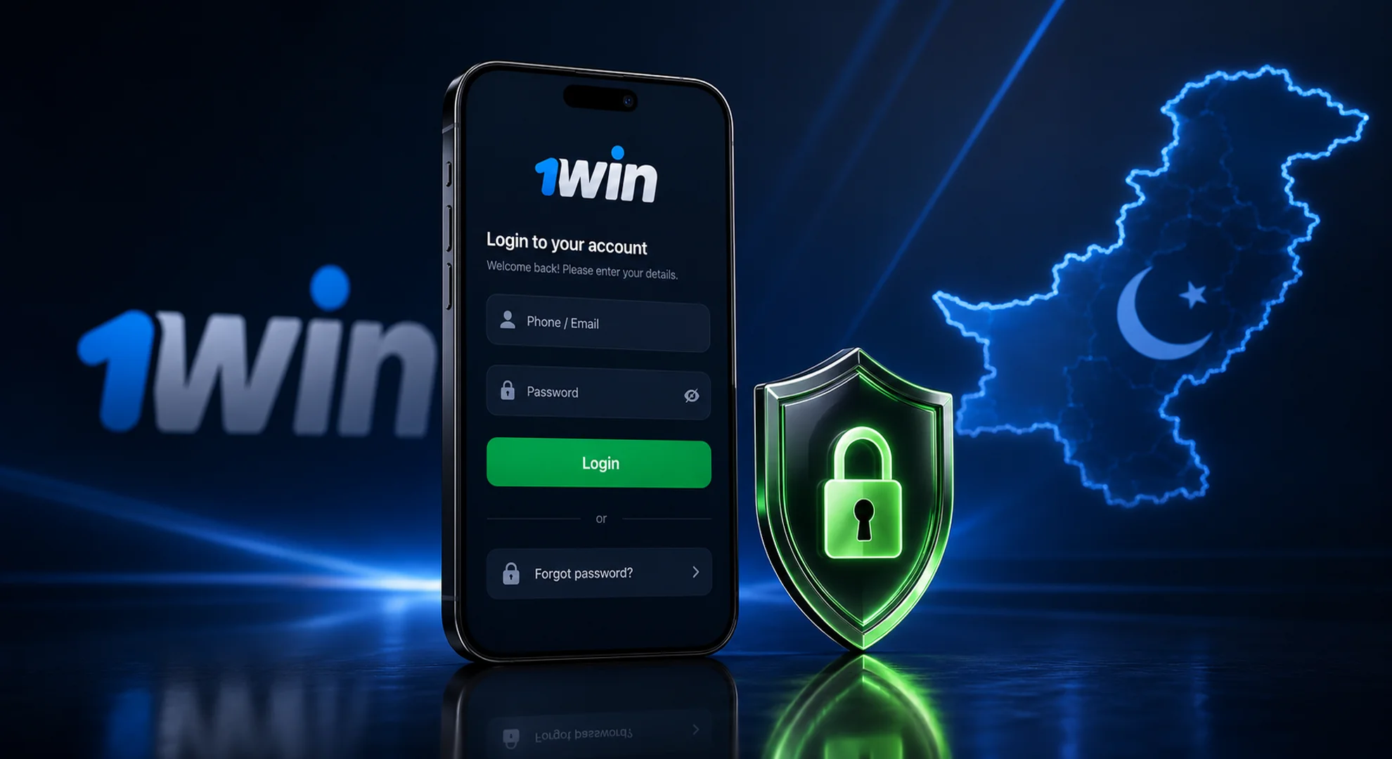 Safe 1win account login process in Pakistan with password recovery options.
